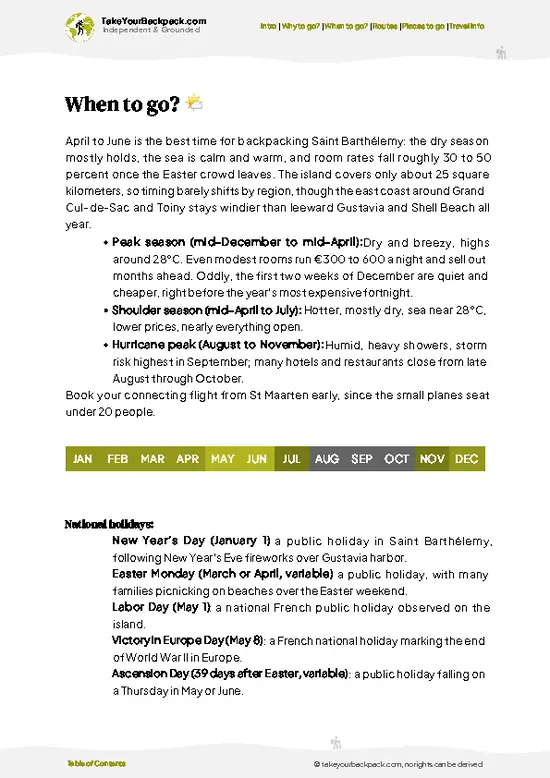 example page 3 from our offline Travel Guide for Saint Barthélemy